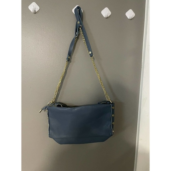 Valentina Fiore Woven LEATHER BLUE Handbag Gold Chain Leather Strap ITALY NWT - Picture 6 of 12